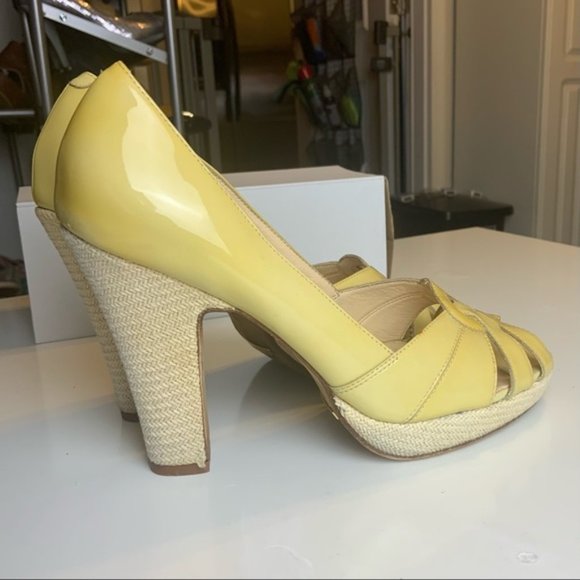 Cole Haan Nike Air Yellow Patent Leather Chunk Heels - Picture 8 of 14